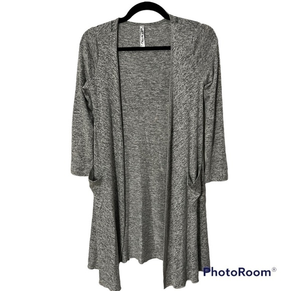 GRAY Southwestern Tex Mex themed cardigan duster sweater can be worn 2 ways, M. - Picture 3 of 15